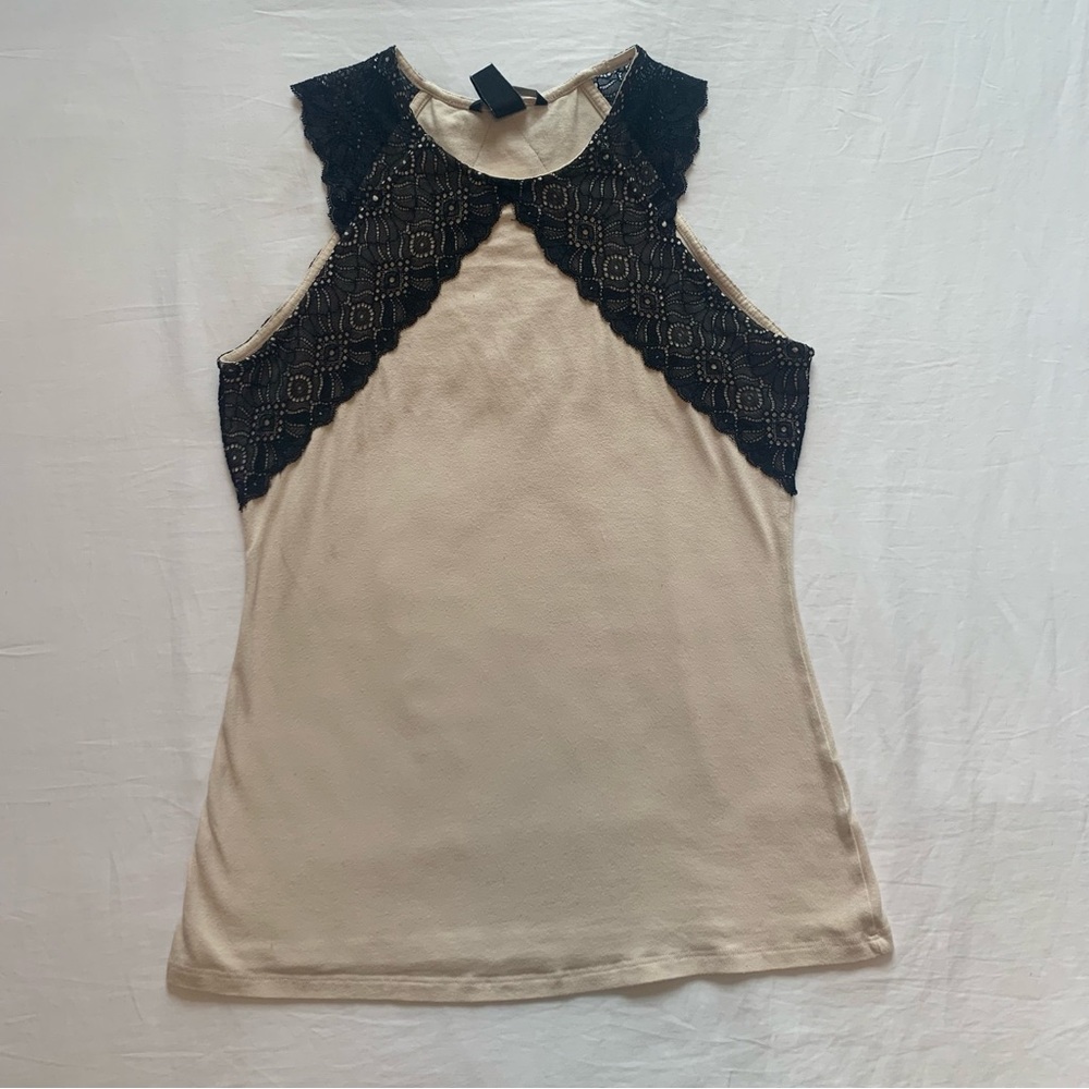 Black Lace and Light Pink Sleeveless Top